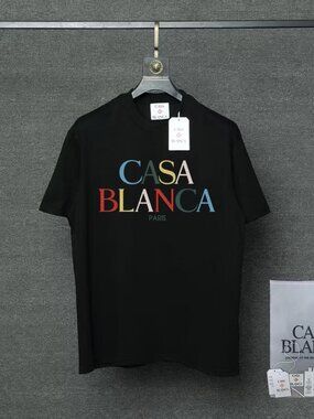 Casablanca Black Crew Neck With Colorful Logo T-Shirt